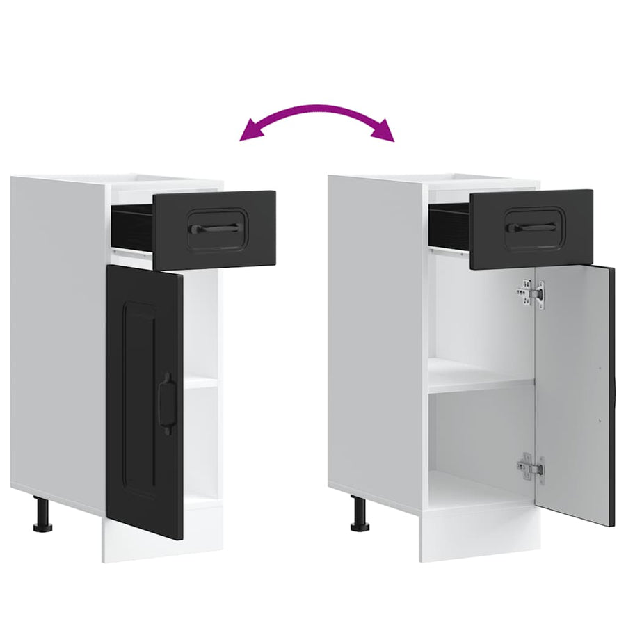 Kitchen Base Cabinet "Kalmar" Black Engineered Wood