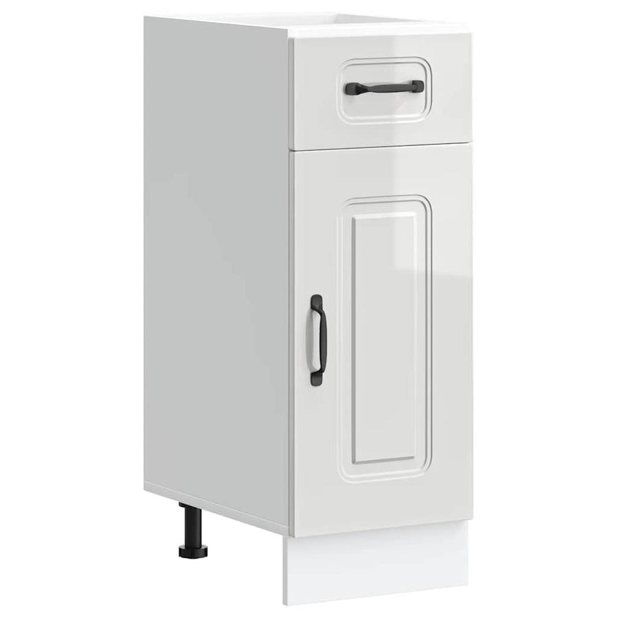 Kitchen Base Cabinet "Kalmar" High Gloss White Engineered Wood