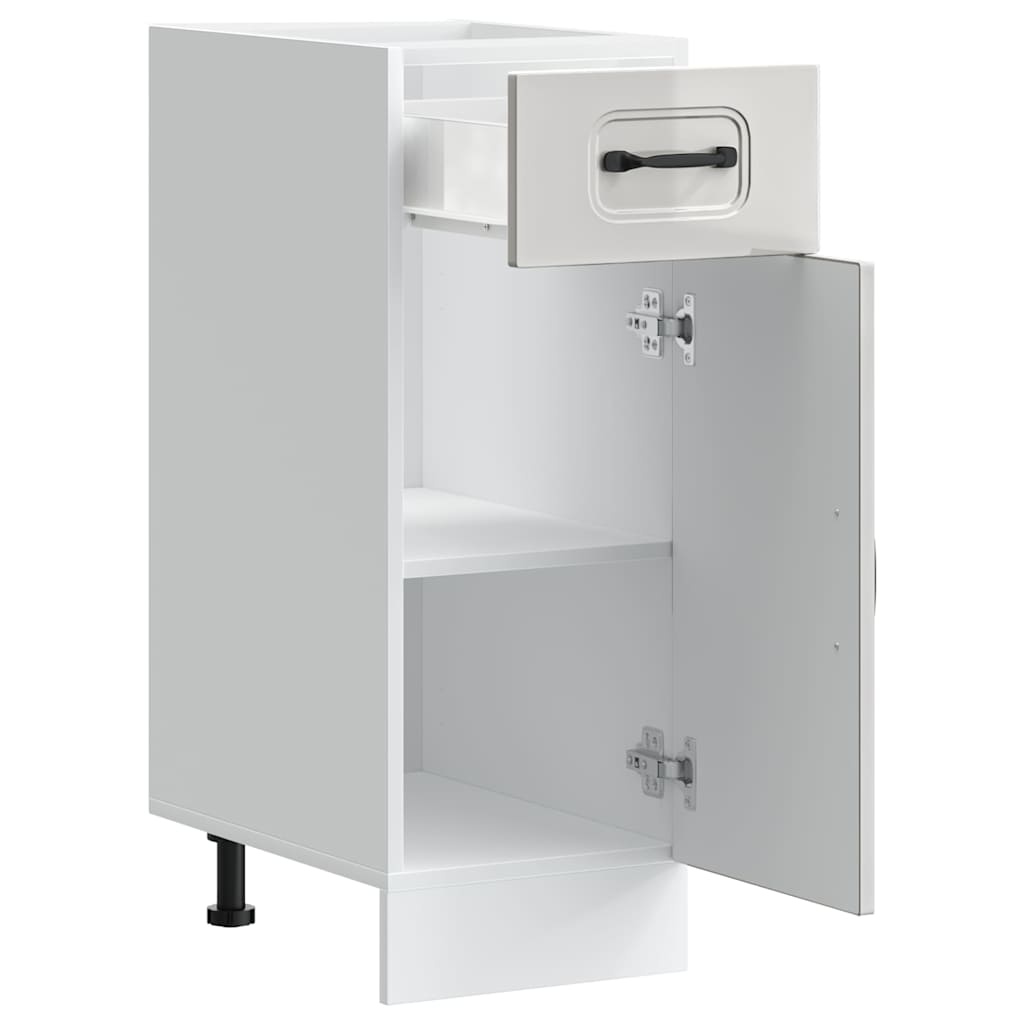 Kitchen Base Cabinet "Kalmar" High Gloss White Engineered Wood