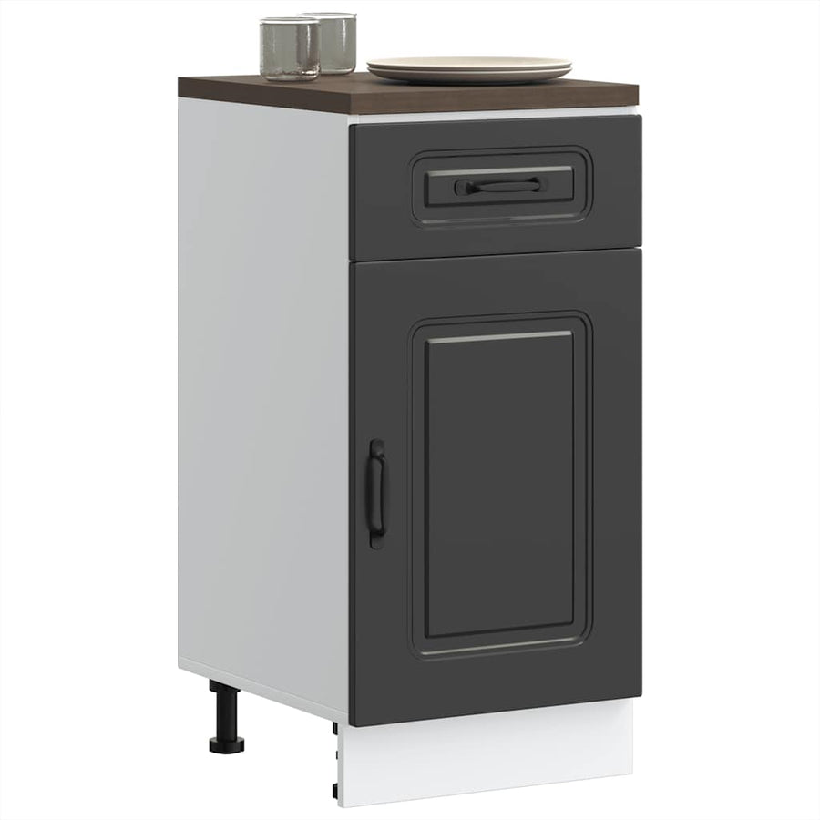 Kitchen Base Cabinet "Kalmar" Black Engineered Wood