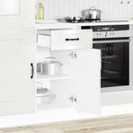 Kitchen Base Cabinet "Kalmar" High Gloss White Engineered Wood