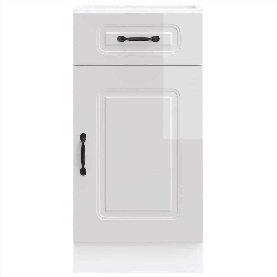 Kitchen Base Cabinet "Kalmar" High Gloss White Engineered Wood