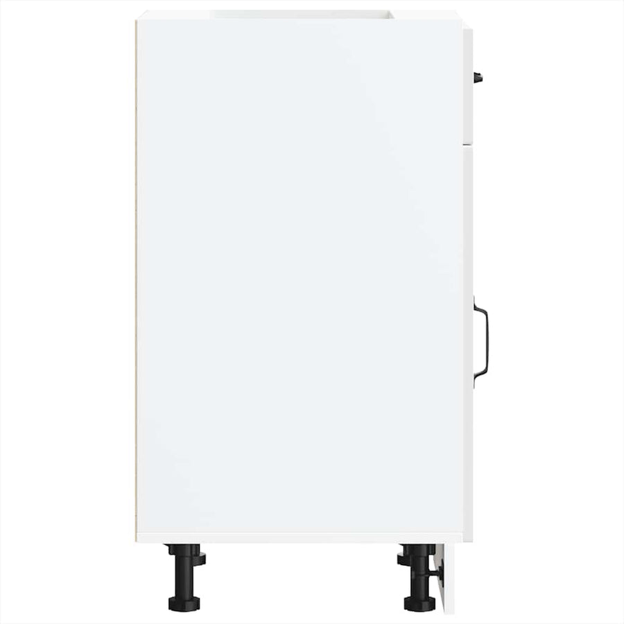 Kitchen Base Cabinet "Kalmar" High Gloss White Engineered Wood