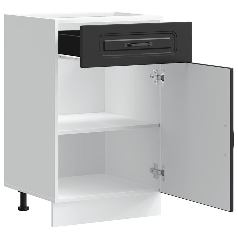 Kitchen Base Cabinet "Kalmar" Black Engineered Wood