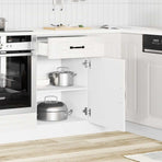 Kitchen Base Cabinet "Kalmar" High Gloss White Engineered Wood