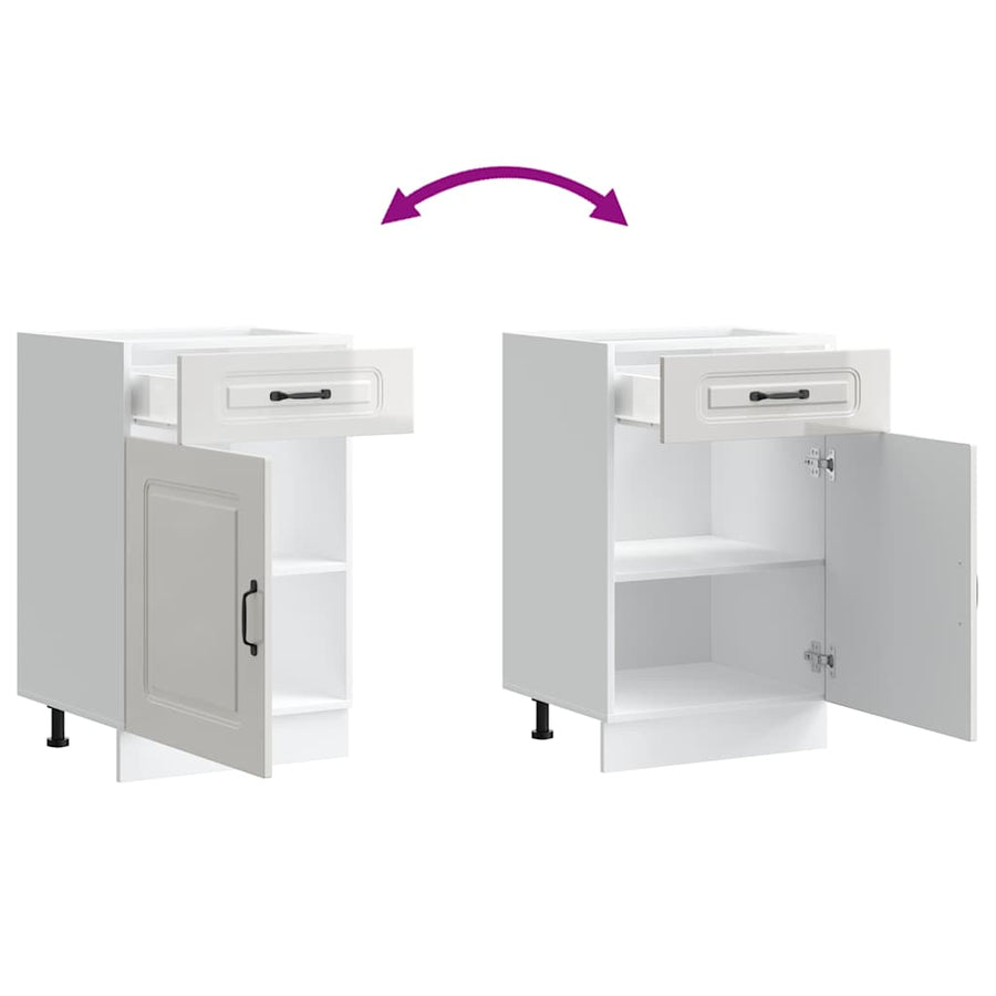 Kitchen Base Cabinet "Kalmar" High Gloss White Engineered Wood