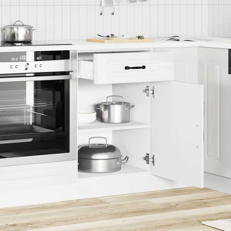 Kitchen Base Cabinet "Kalmar" High Gloss White Engineered Wood