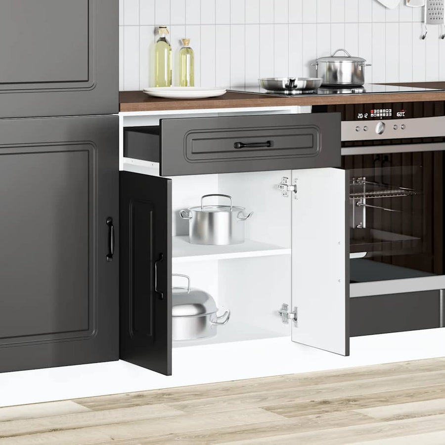 Kitchen Base Cabinet "Kalmar" Black Engineered Wood