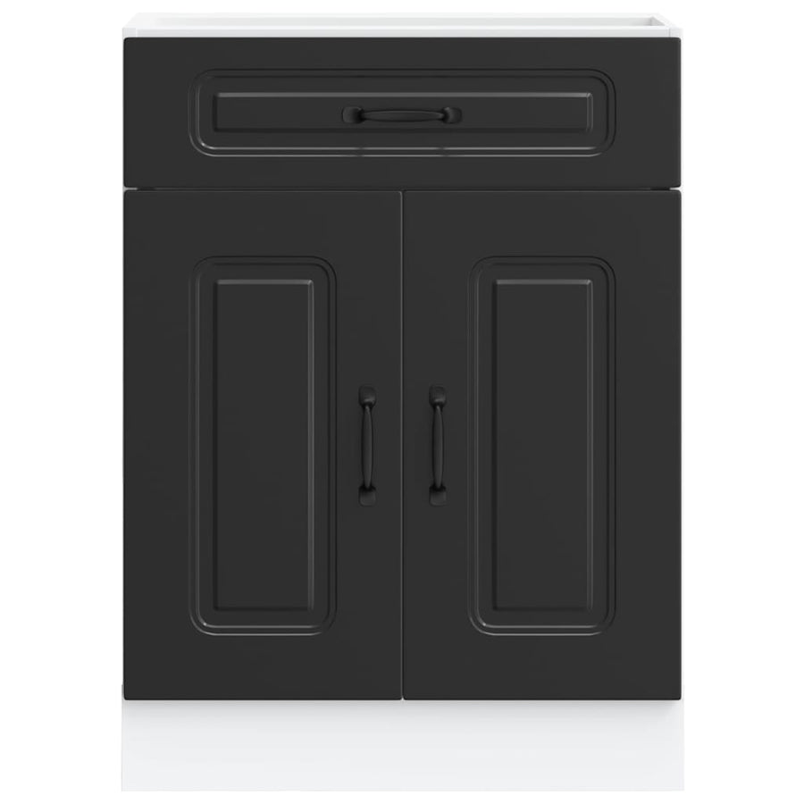 Kitchen Base Cabinet "Kalmar" Black Engineered Wood