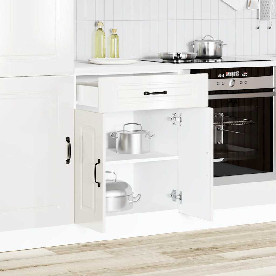Kitchen Base Cabinet "Kalmar" High Gloss White Engineered Wood