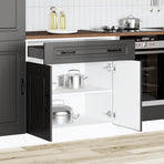Kitchen Base Cabinet "Kalmar" Black Engineered Wood