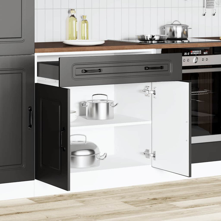 Kitchen Base Cabinet "Kalmar" Black Engineered Wood