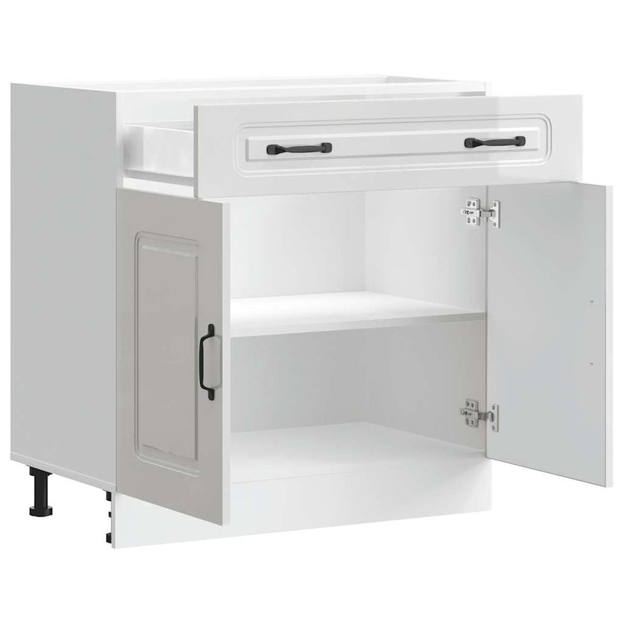 Kitchen Base Cabinet "Kalmar" High Gloss White Engineered Wood
