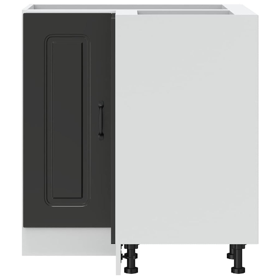 Kitchen Corner Base Cabinet "Kalmar" Black Engineered Wood