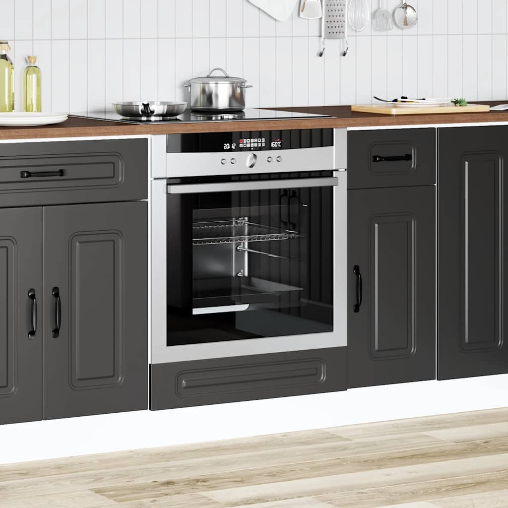 Oven Cabinet "Kalmar" Black Engineered Wood