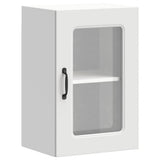 Kitchen Wall Cabinet with Glass Door Kalmar White Engineered Wood
