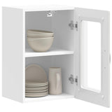 Kitchen Wall Cabinet with Glass Door Kalmar White Engineered Wood - 45-Degree Angle