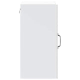 Kitchen Wall Cabinet with Glass Door Kalmar White Engineered Wood - Low Angle