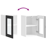 Kitchen Wall Cabinet with Glass Door "Kalmar" Black Engineered Wood