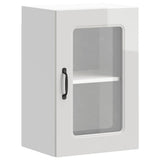 Kitchen Wall Cabinet with Glass Door "Kalmar" High Gloss White Engineered Wood