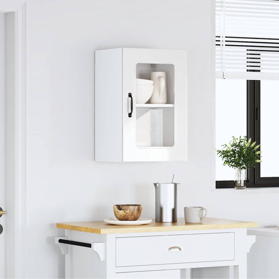 Kitchen Wall Cabinet with Glass Door "Kalmar" High Gloss White