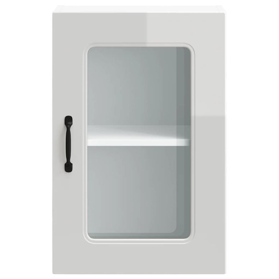 Kitchen Wall Cabinet with Glass Door "Kalmar" High Gloss White