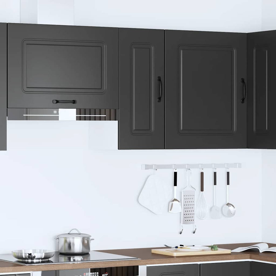 Kitchen Wall Cabinet "Kalmar" Black Engineered Wood