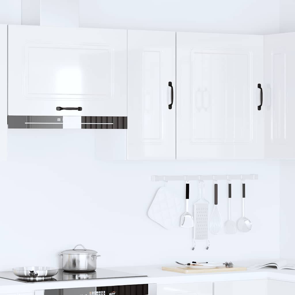 Kitchen Wall Cabinet "Kalmar" High Gloss White Engineered Wood