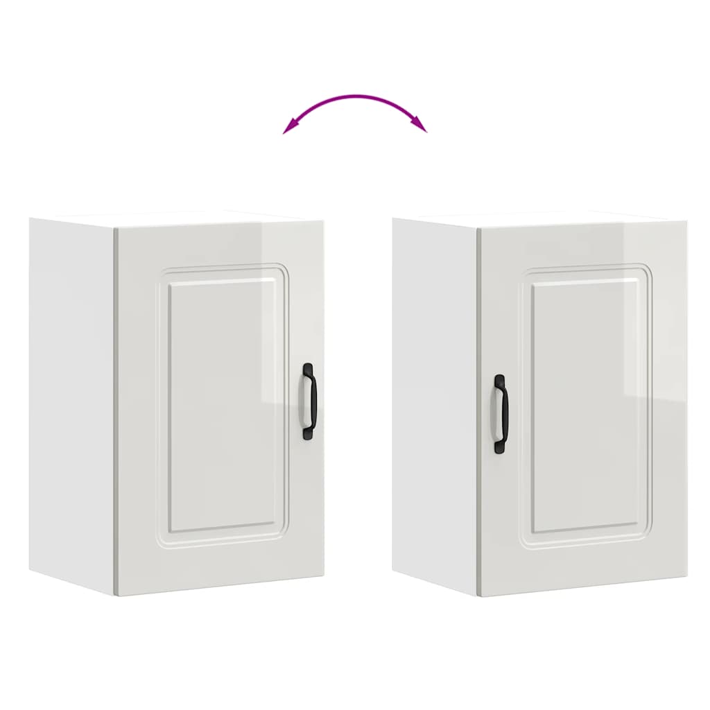 Kitchen Wall Cabinet "Kalmar" High Gloss White Engineered Wood