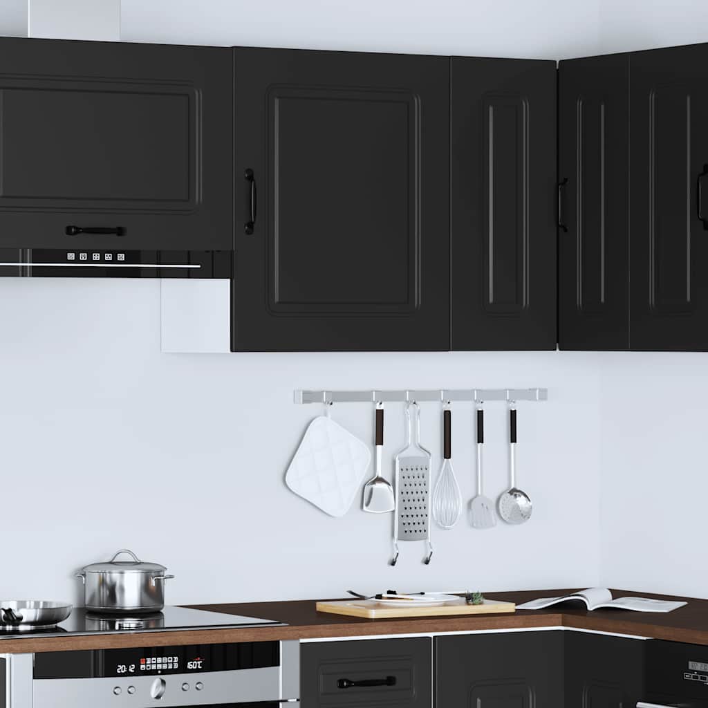Kitchen Wall Cabinet "Kalmar" Black Engineered Wood