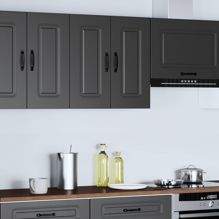 Kitchen Wall Cabinet "Kalmar" Black Engineered Wood
