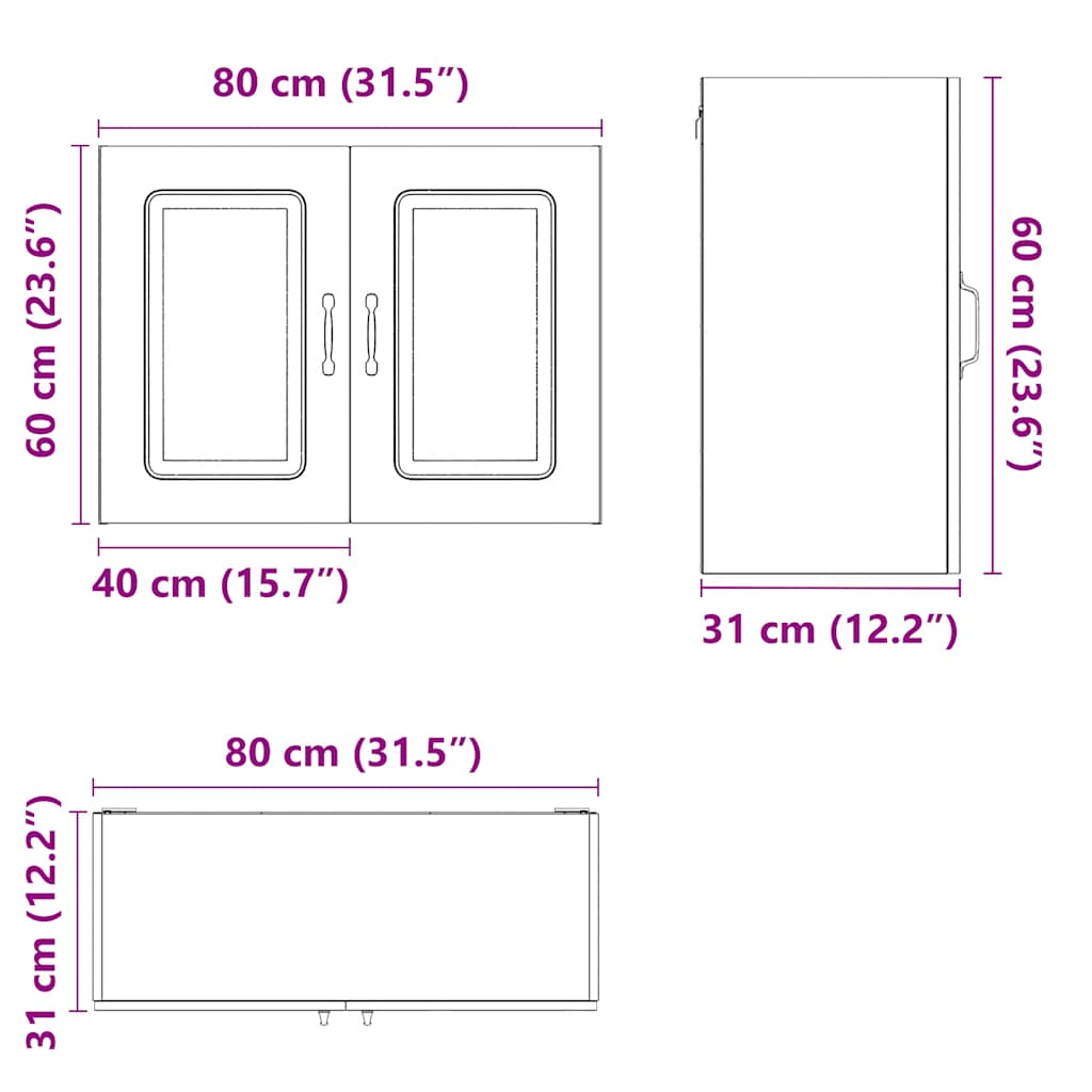 Kitchen Wall Cabinet "Kalmar" High Gloss White Engineered Wood