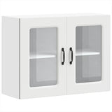 Kitchen Wall Cabinet with Glass Door Kalmar White Engineered Wood - Front View