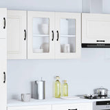 Kitchen Wall Cabinet with Glass Door Kalmar White Engineered Wood - Side View