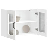 Kitchen Wall Cabinet with Glass Door Kalmar White Engineered Wood - Top-Down View