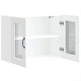 Kitchen Wall Cabinet with Glass Door Kalmar White Engineered Wood