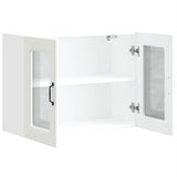 Kitchen Wall Cabinet with Glass Door Kalmar White Engineered Wood - Rear View
