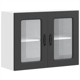 Kitchen Wall Cabinet with Glass Door "Kalmar" Black Engineered Wood