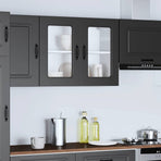 Kitchen Wall Cabinet with Glass Door "Kalmar" Black