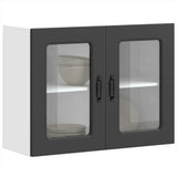 Kitchen Wall Cabinet with Glass Door "Kalmar" Black Engineered Wood