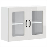 Kitchen Wall Cabinet with Glass Door "Kalmar" High Gloss White Engineered Wood