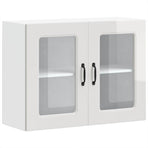 Kitchen Wall Cabinet with Glass Door "Kalmar" High Gloss White
