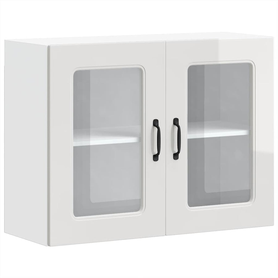 Kitchen Wall Cabinet with Glass Door "Kalmar" High Gloss White
