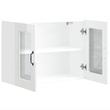 Kitchen Wall Cabinet with Glass Door "Kalmar" High Gloss White Engineered Wood