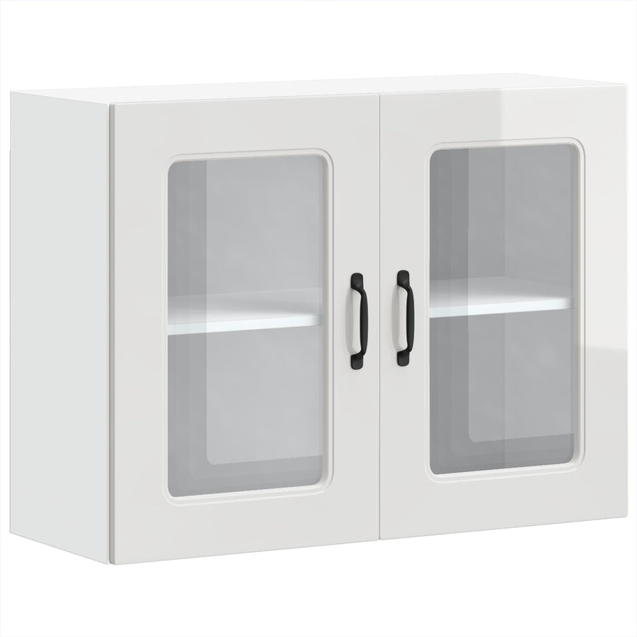 Kitchen Wall Cabinet with Glass Door "Kalmar" High Gloss White