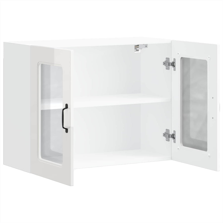 Kitchen Wall Cabinet with Glass Door "Kalmar" High Gloss White