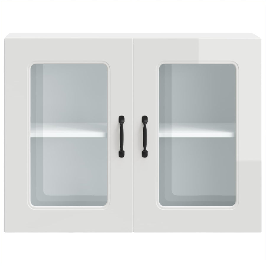 Kitchen Wall Cabinet with Glass Door "Kalmar" High Gloss White