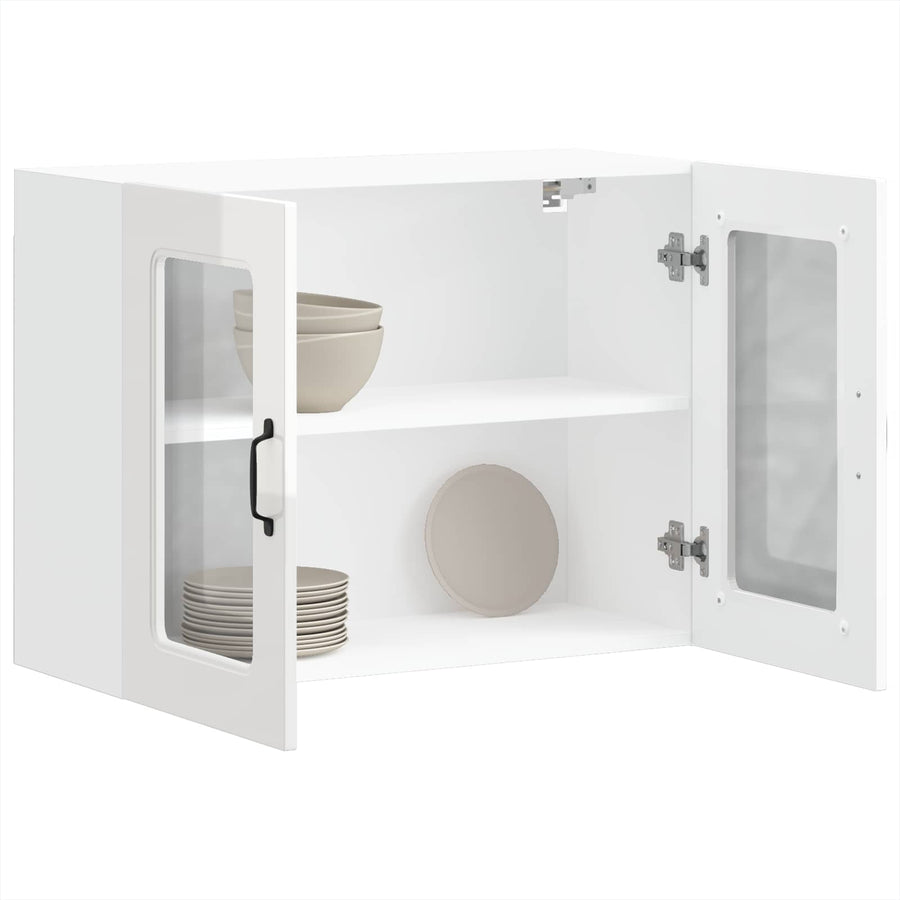 Kitchen Wall Cabinet with Glass Door "Kalmar" High Gloss White