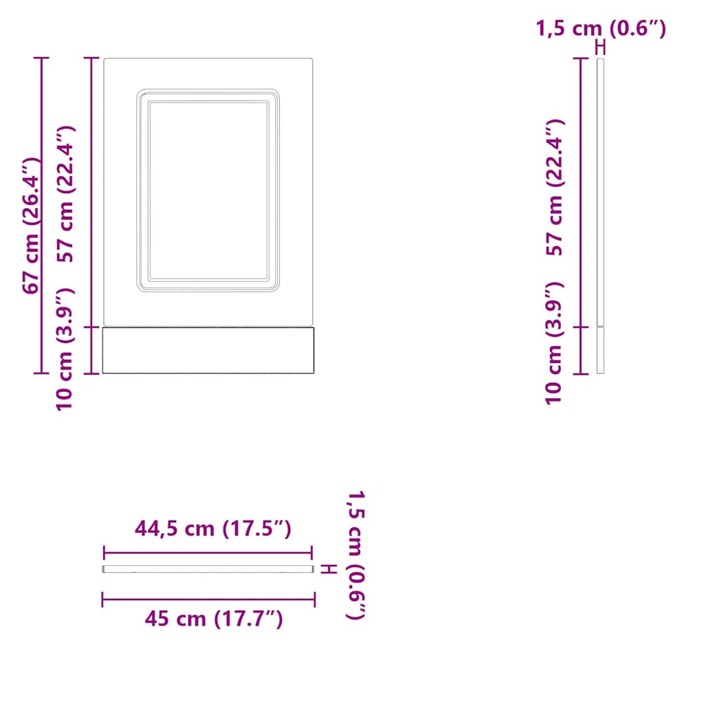 Dishwasher Panel Kalmar Black 45x1,5x57 cm Engineered Wood