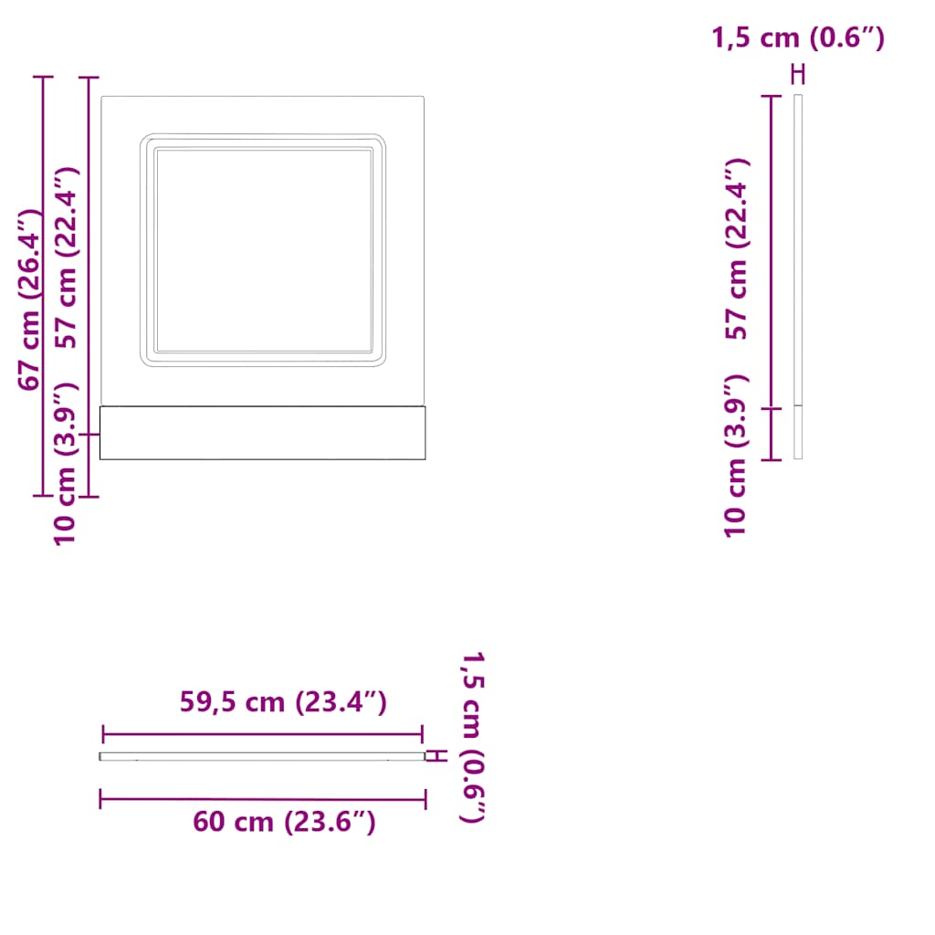 Dishwasher Panel Kalmar High Gloss White 60x1,5x57 cm Engineered Wood